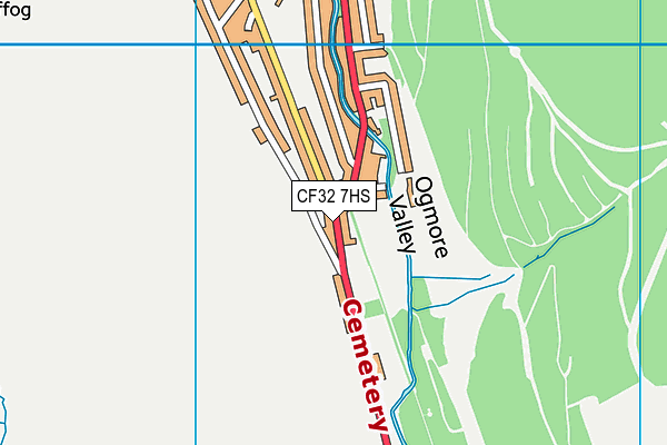 CF32 7HS map - OS VectorMap District (Ordnance Survey)