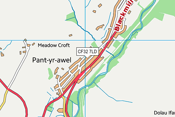 CF32 7LD map - OS VectorMap District (Ordnance Survey)