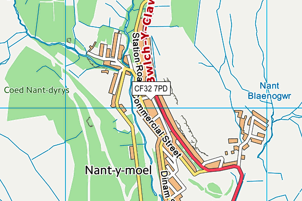 CF32 7PD map - OS VectorMap District (Ordnance Survey)