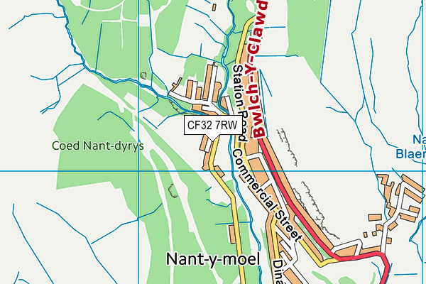 CF32 7RW map - OS VectorMap District (Ordnance Survey)