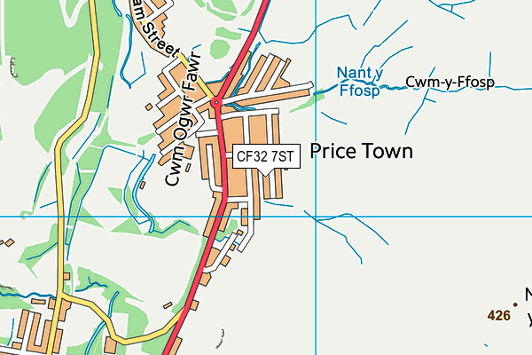 CF32 7ST map - OS VectorMap District (Ordnance Survey)