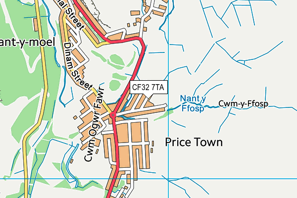 CF32 7TA map - OS VectorMap District (Ordnance Survey)