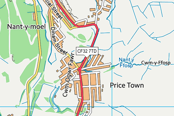 CF32 7TD map - OS VectorMap District (Ordnance Survey)