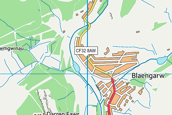 CF32 8AW map - OS VectorMap District (Ordnance Survey)