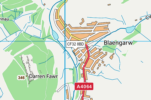 CF32 8BD map - OS VectorMap District (Ordnance Survey)