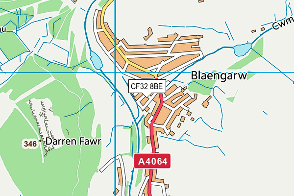 CF32 8BE map - OS VectorMap District (Ordnance Survey)