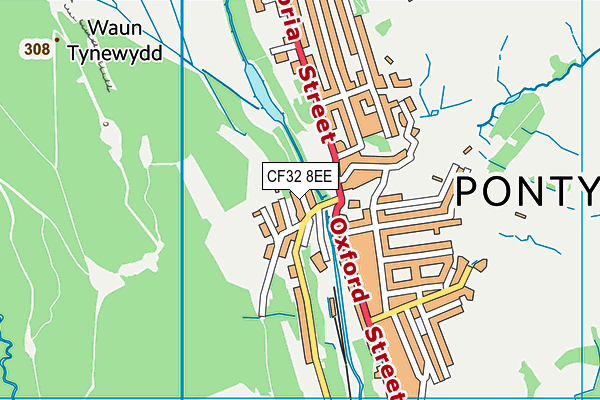 CF32 8EE map - OS VectorMap District (Ordnance Survey)