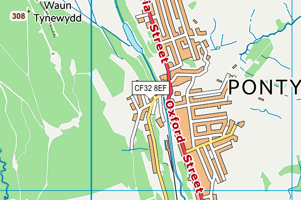 CF32 8EF map - OS VectorMap District (Ordnance Survey)