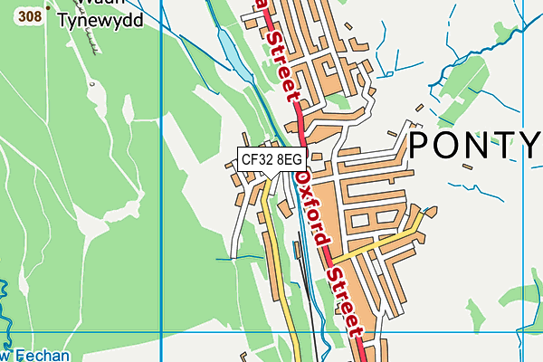 CF32 8EG map - OS VectorMap District (Ordnance Survey)