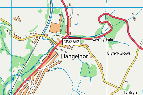 CF32 8HZ map - OS VectorMap District (Ordnance Survey)