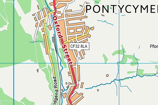 CF32 8LA map - OS VectorMap District (Ordnance Survey)