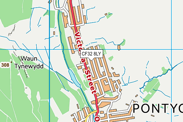 CF32 8LY map - OS VectorMap District (Ordnance Survey)