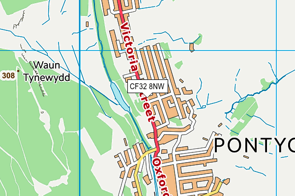 CF32 8NW map - OS VectorMap District (Ordnance Survey)