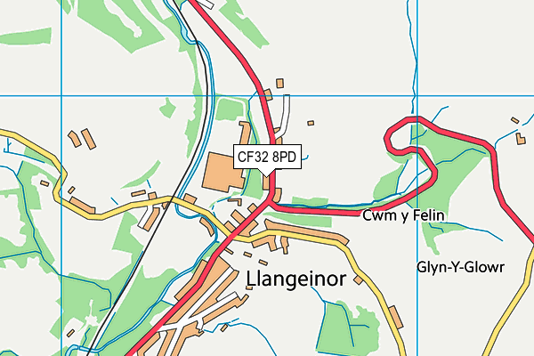 CF32 8PD map - OS VectorMap District (Ordnance Survey)