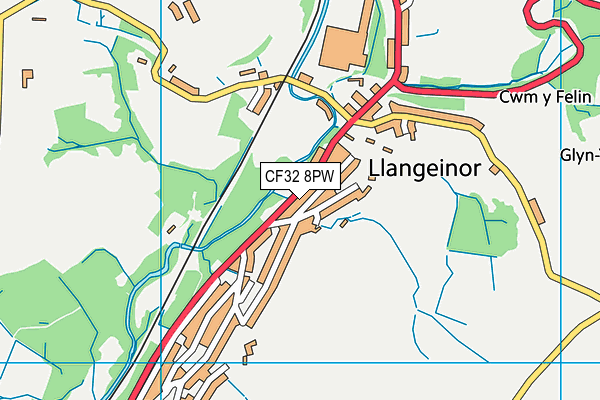 CF32 8PW map - OS VectorMap District (Ordnance Survey)