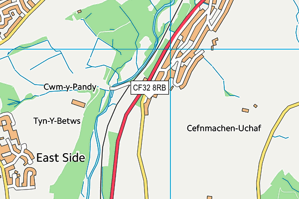 CF32 8RB map - OS VectorMap District (Ordnance Survey)