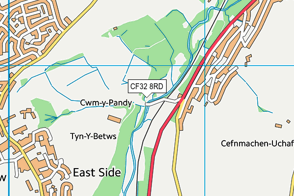 CF32 8RD map - OS VectorMap District (Ordnance Survey)