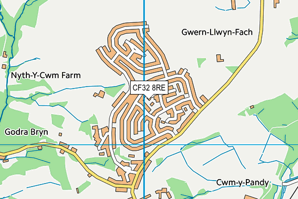 CF32 8RE map - OS VectorMap District (Ordnance Survey)