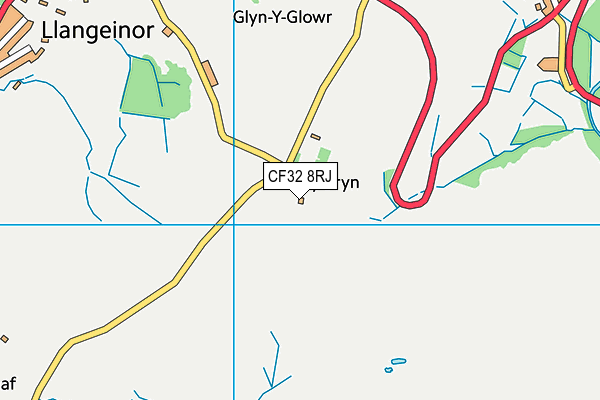CF32 8RJ map - OS VectorMap District (Ordnance Survey)