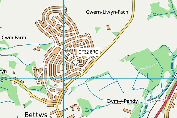 CF32 8RQ map - OS VectorMap District (Ordnance Survey)