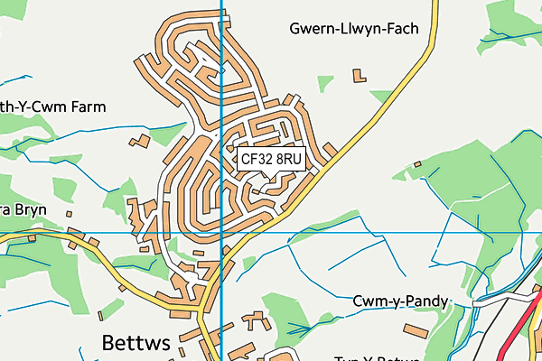 CF32 8RU map - OS VectorMap District (Ordnance Survey)