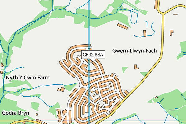 CF32 8SA map - OS VectorMap District (Ordnance Survey)