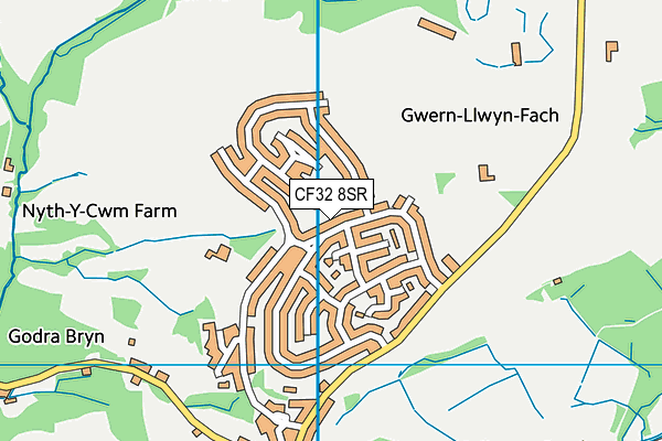 CF32 8SR map - OS VectorMap District (Ordnance Survey)