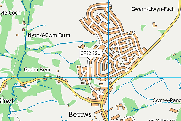 CF32 8SU map - OS VectorMap District (Ordnance Survey)