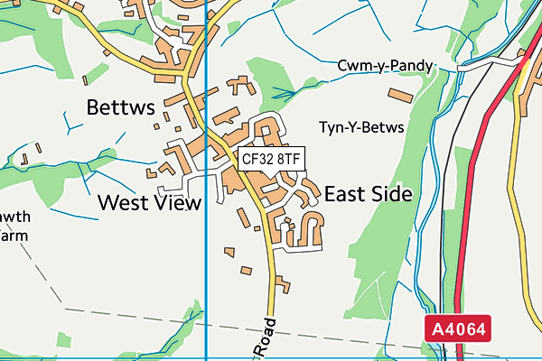 CF32 8TF map - OS VectorMap District (Ordnance Survey)