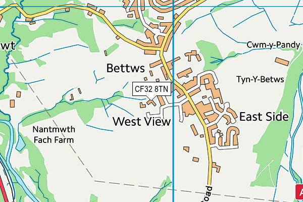 CF32 8TN map - OS VectorMap District (Ordnance Survey)