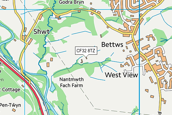 CF32 8TZ map - OS VectorMap District (Ordnance Survey)