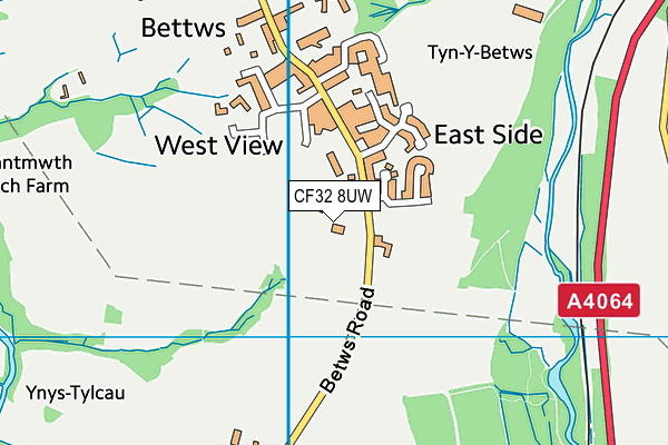 CF32 8UW map - OS VectorMap District (Ordnance Survey)