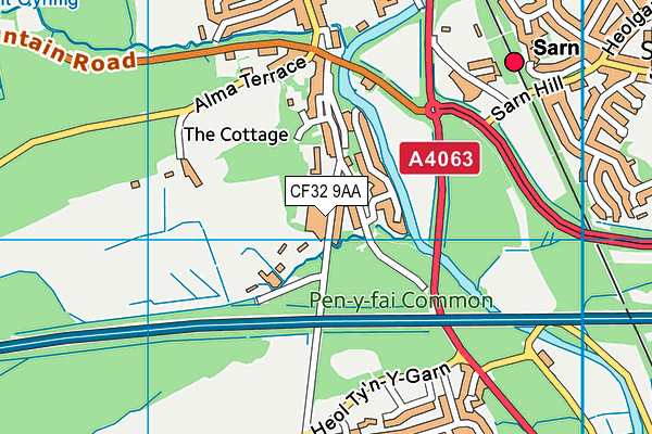 CF32 9AA map - OS VectorMap District (Ordnance Survey)