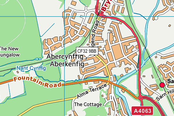 CF32 9BB map - OS VectorMap District (Ordnance Survey)