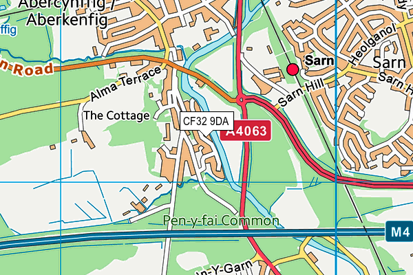 CF32 9DA map - OS VectorMap District (Ordnance Survey)