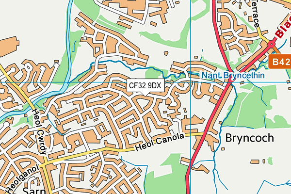 CF32 9DX map - OS VectorMap District (Ordnance Survey)