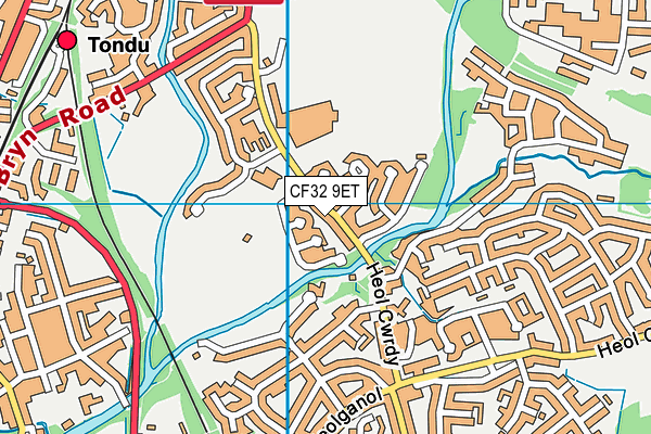 CF32 9ET map - OS VectorMap District (Ordnance Survey)