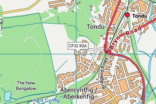 CF32 9GA map - OS VectorMap District (Ordnance Survey)