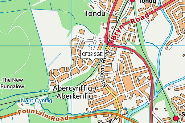 CF32 9GE map - OS VectorMap District (Ordnance Survey)