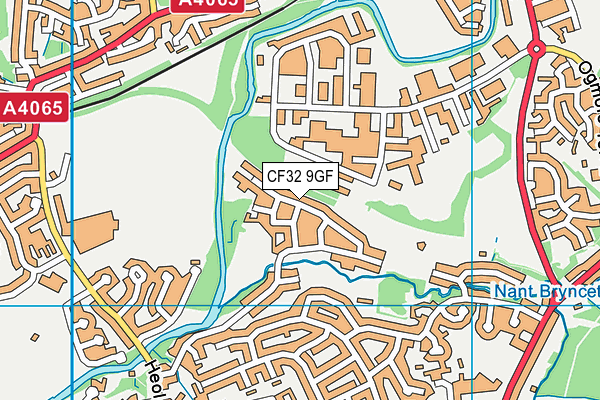 CF32 9GF map - OS VectorMap District (Ordnance Survey)