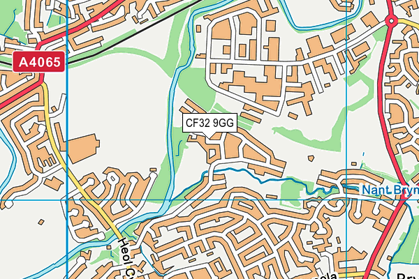 CF32 9GG map - OS VectorMap District (Ordnance Survey)