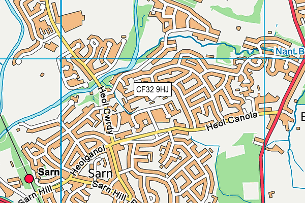 CF32 9HJ map - OS VectorMap District (Ordnance Survey)