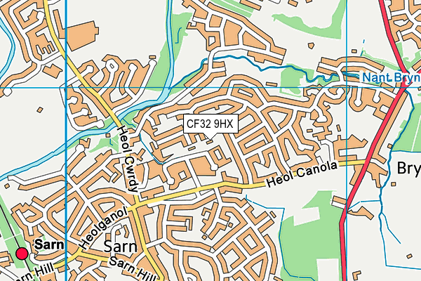 CF32 9HX map - OS VectorMap District (Ordnance Survey)