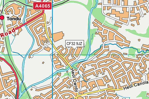 CF32 9JZ map - OS VectorMap District (Ordnance Survey)