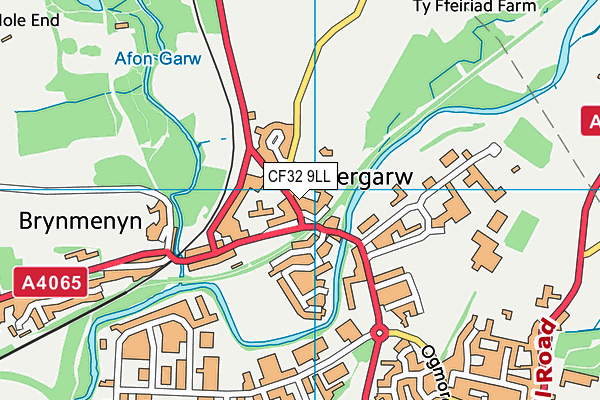 CF32 9LL map - OS VectorMap District (Ordnance Survey)