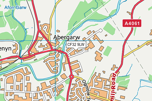 CF32 9LW map - OS VectorMap District (Ordnance Survey)