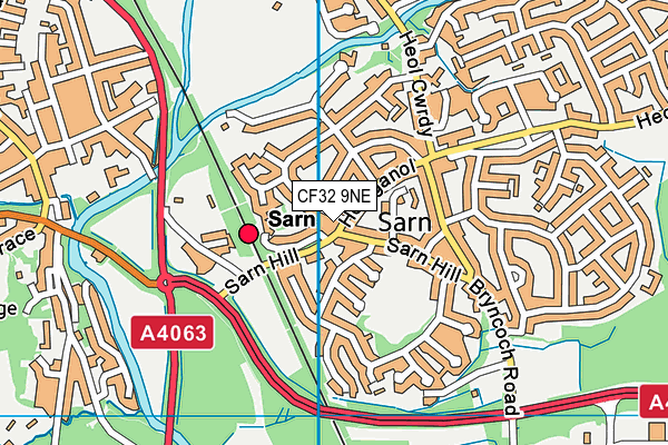 CF32 9NE map - OS VectorMap District (Ordnance Survey)