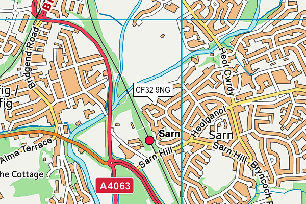 CF32 9NG map - OS VectorMap District (Ordnance Survey)