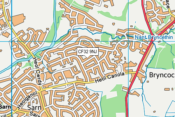 CF32 9NJ map - OS VectorMap District (Ordnance Survey)