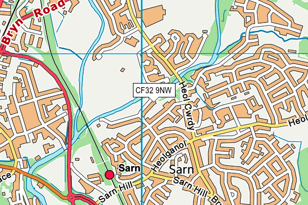 CF32 9NW map - OS VectorMap District (Ordnance Survey)